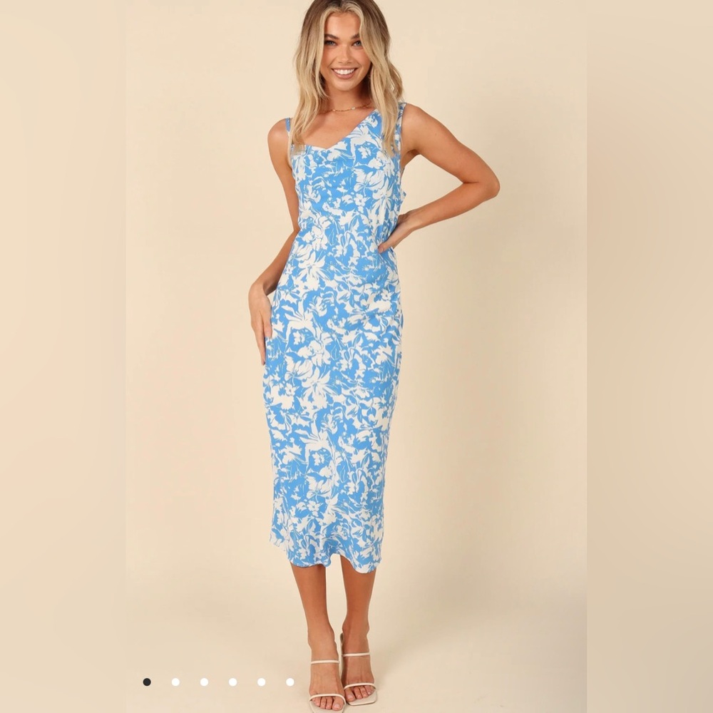Never worn NWT blue floral midi